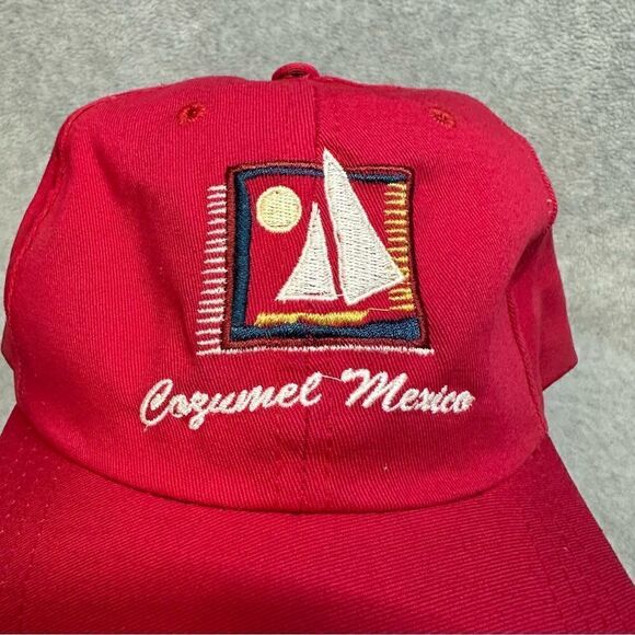 Cozumel Mexico Hat Cap OSFA Red Strapback Travel Beach Summer Destination Casual - Picture 2 of 10